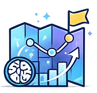 Custom AI roadmap with growth chart and destination flag