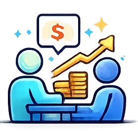 Sales team meeting with revenue growth